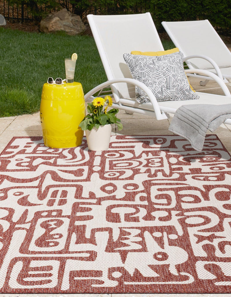 Urban Terrace Collection Area Rug -  Madison Rectangle Rust Red  lifestyle 8