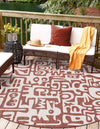 Urban Terrace Collection Area Rug -  Madison Round Rust Red  lifestyle 0