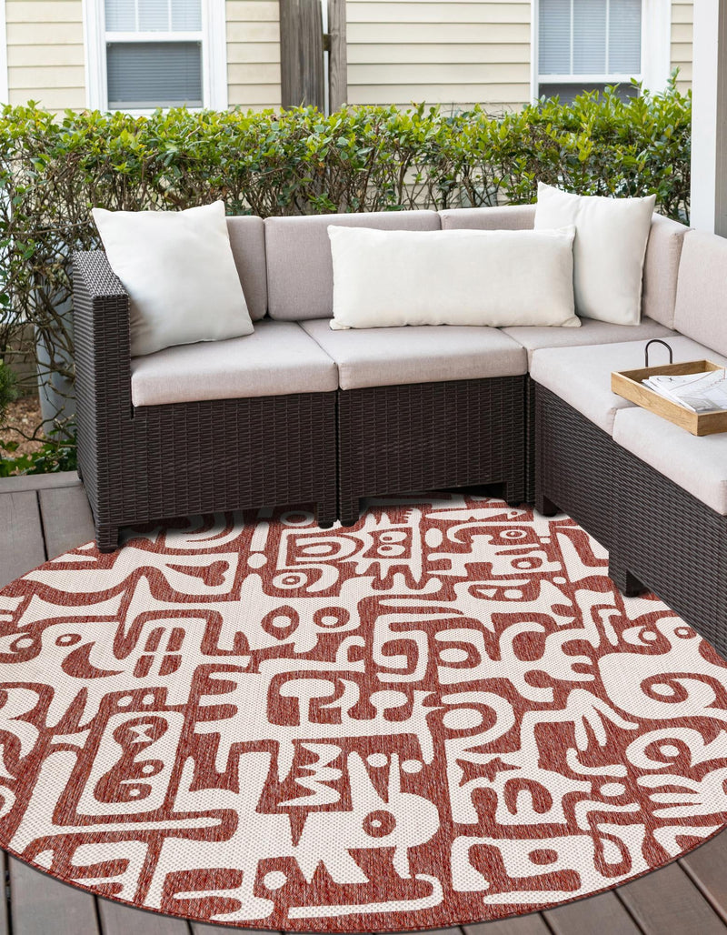 Urban Terrace Collection Area Rug -  Madison Round Rust Red  lifestyle 3