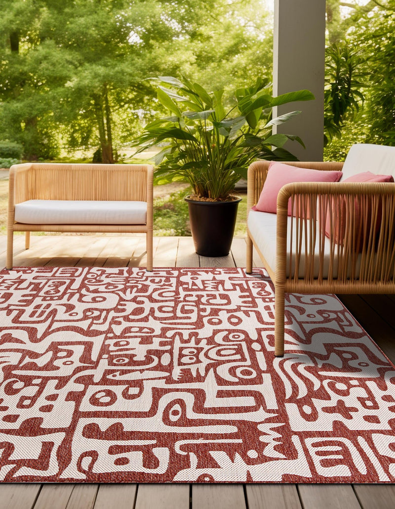 Urban Terrace Collection Area Rug -  Madison Square Rust Red  lifestyle 9