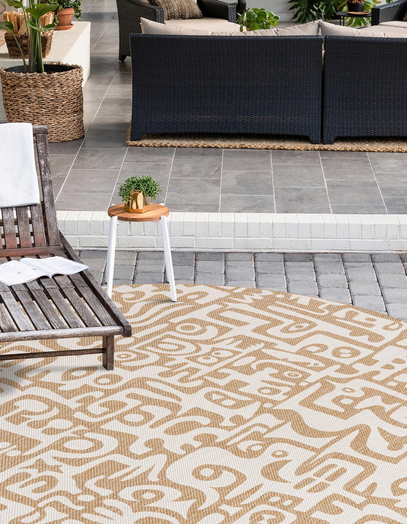 Urban Terrace Collection Area Rug -  Madison Round Taupe  lifestyle 9