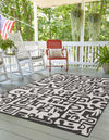 Urban Terrace Collection Area Rug -  Madison Rectangle Black and White  lifestyle 2