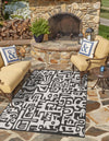 Urban Terrace Collection Area Rug -  Madison Rectangle Black and White  lifestyle 5