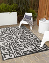 Urban Terrace Collection Area Rug -  Madison Rectangle Black and White  lifestyle 9