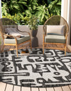 Urban Terrace Collection Area Rug -  Madison Round Black and White  lifestyle 153