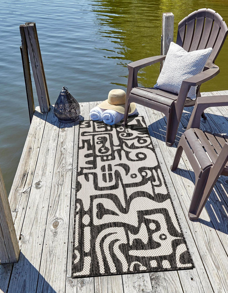 Urban Terrace Collection Area Rug -  Madison Runner Black and White  lifestyle 82