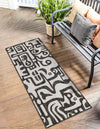 Urban Terrace Collection Area Rug -  Madison Runner Black and White  lifestyle 106