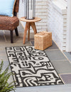 Urban Terrace Collection Area Rug -  Madison Runner Black and White  lifestyle 130