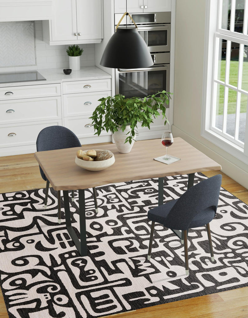 Urban Terrace Collection Area Rug -  Madison Square Black and White  lifestyle 119