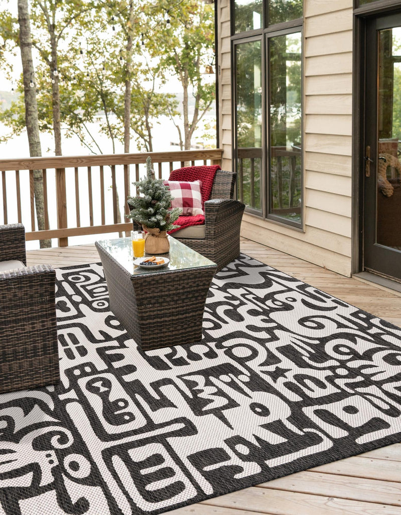 Urban Terrace Collection Area Rug -  Madison Square Black and White  lifestyle 179