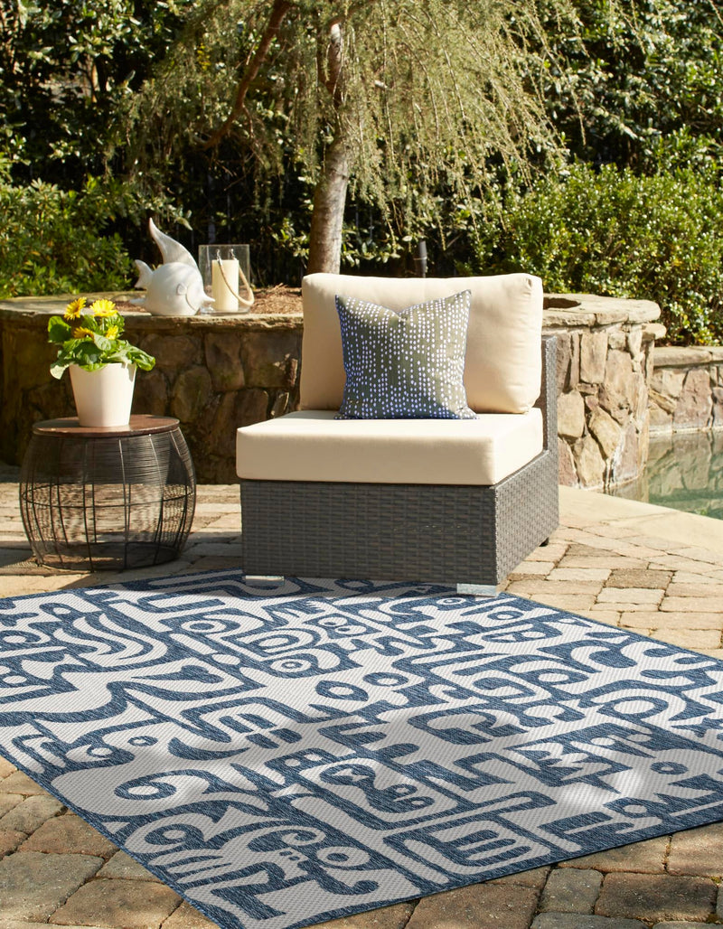 Urban Terrace Collection Area Rug -  Madison Rectangle Blue  lifestyle 4