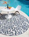 Urban Terrace Collection Area Rug -  Madison Round Blue  lifestyle 0