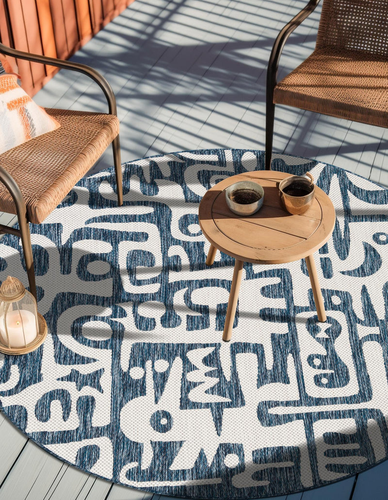 Urban Terrace Collection Area Rug -  Madison Round Blue  lifestyle 6