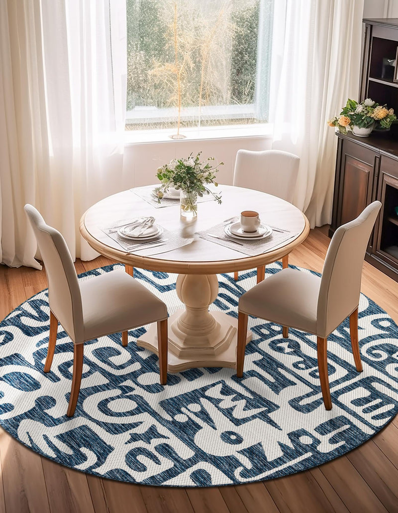 Urban Terrace Collection Area Rug -  Madison Round Blue  lifestyle 9