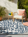 Urban Terrace Collection Area Rug -  Madison Round Blue  lifestyle 10