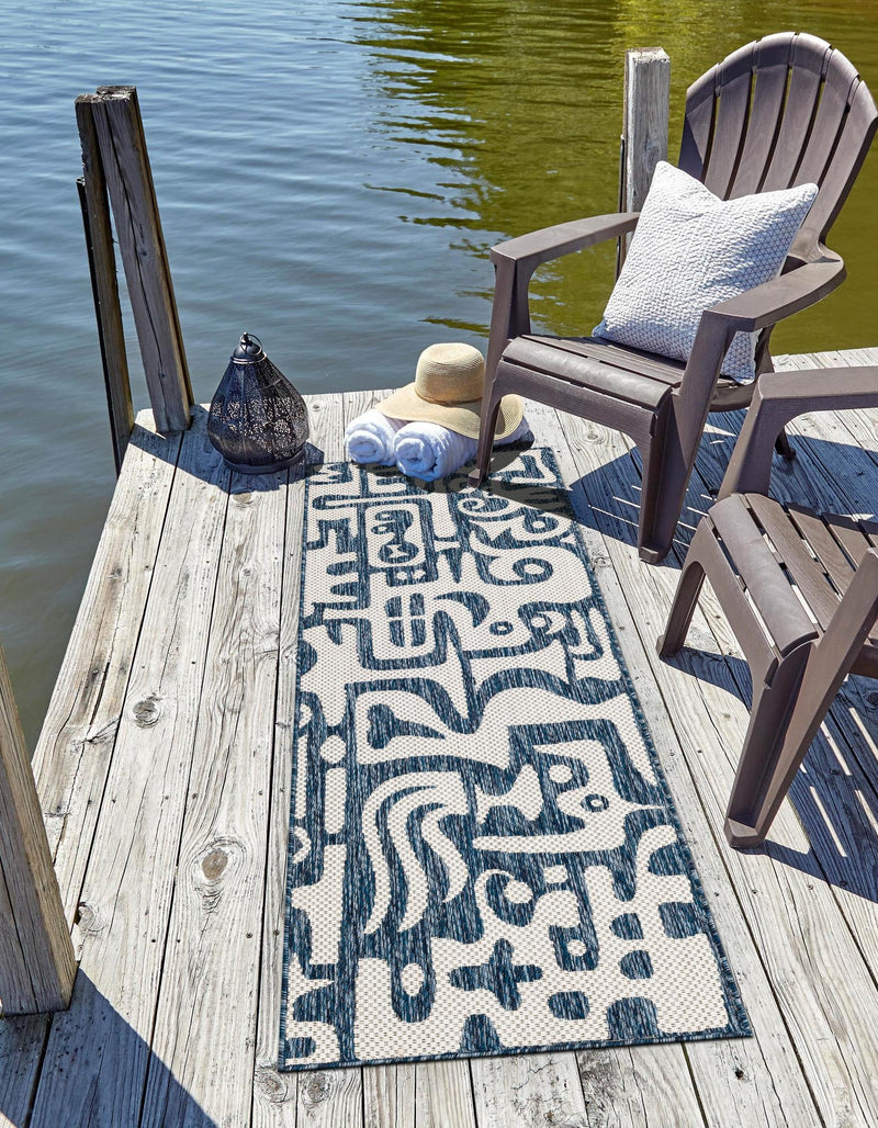 Urban Terrace Collection Area Rug -  Madison Runner Blue  lifestyle 7