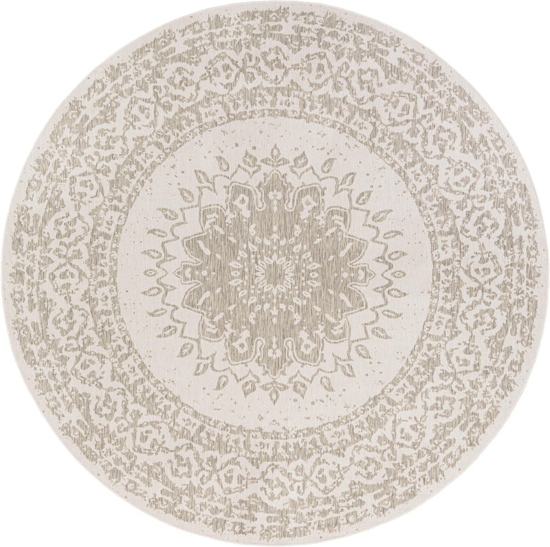 Patio Heritage Collection Area Rug -  Lafayette (Gray) Round Gray  lifestyle 11