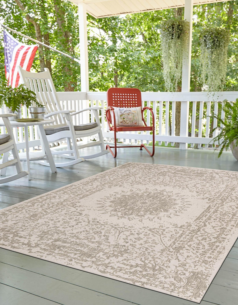 Patio Heritage Collection Area Rug -  Lafayette (Gray) Rectangle Gray Main