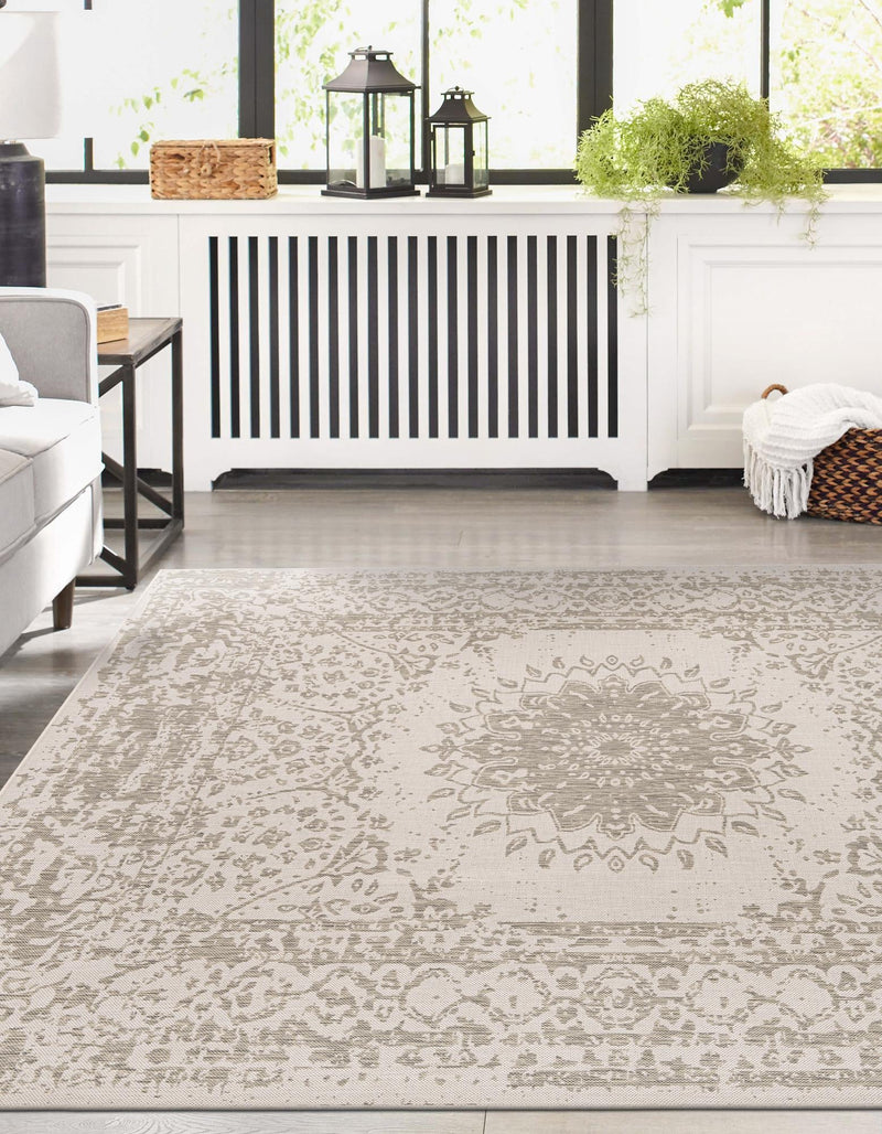 Patio Heritage Collection Area Rug -  Lafayette (Gray) Rectangle Gray  lifestyle 8