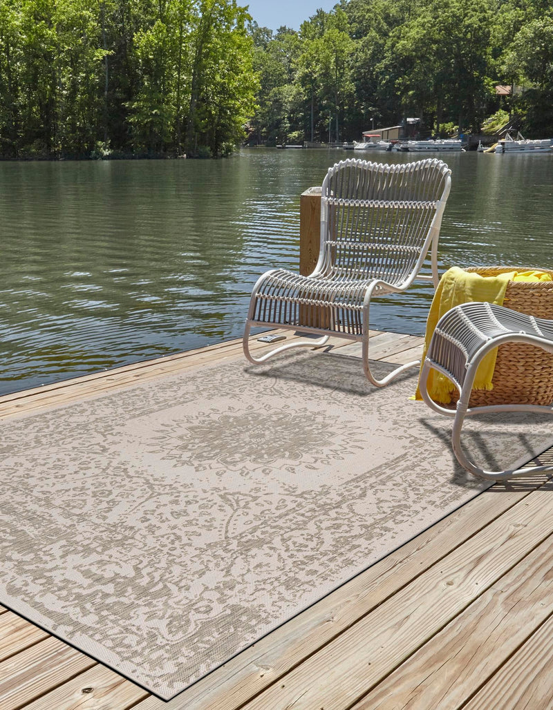 Patio Heritage Collection Area Rug -  Lafayette (Gray) Rectangle Gray  lifestyle 9