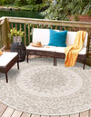 Patio Heritage Collection Area Rug -  Lafayette (Gray) Round Gray  lifestyle 18