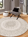 Patio Heritage Collection Area Rug -  Lafayette (Gray) Round Gray  lifestyle 27