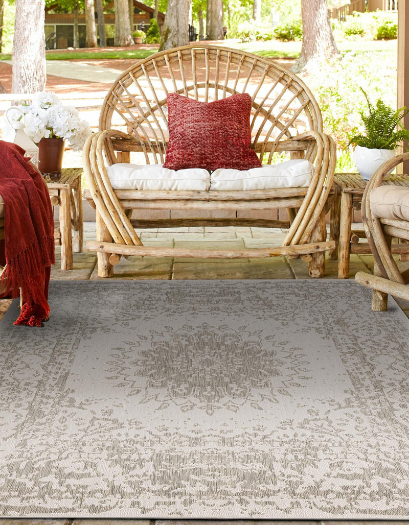 Patio Heritage Collection Area Rug -  Lafayette (Gray) Square Gray  lifestyle 31