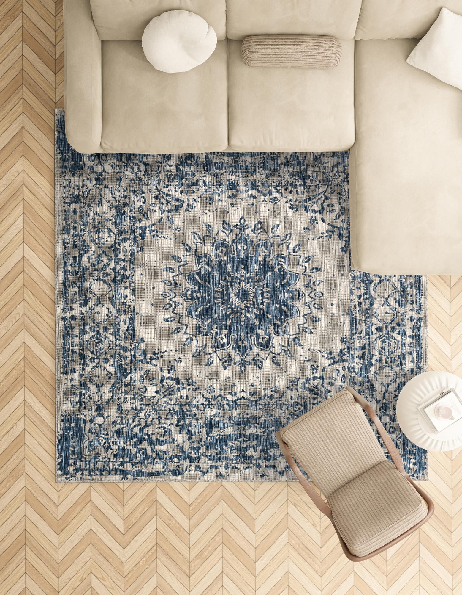 Patio Heritage Collection Area Rug -  Lafayette (Blue)