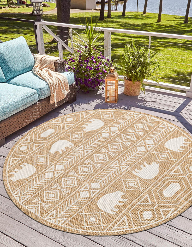 Mesa Oasis Rugs Collection Area Rug - Sundown Round Taupe  lifestyle 25