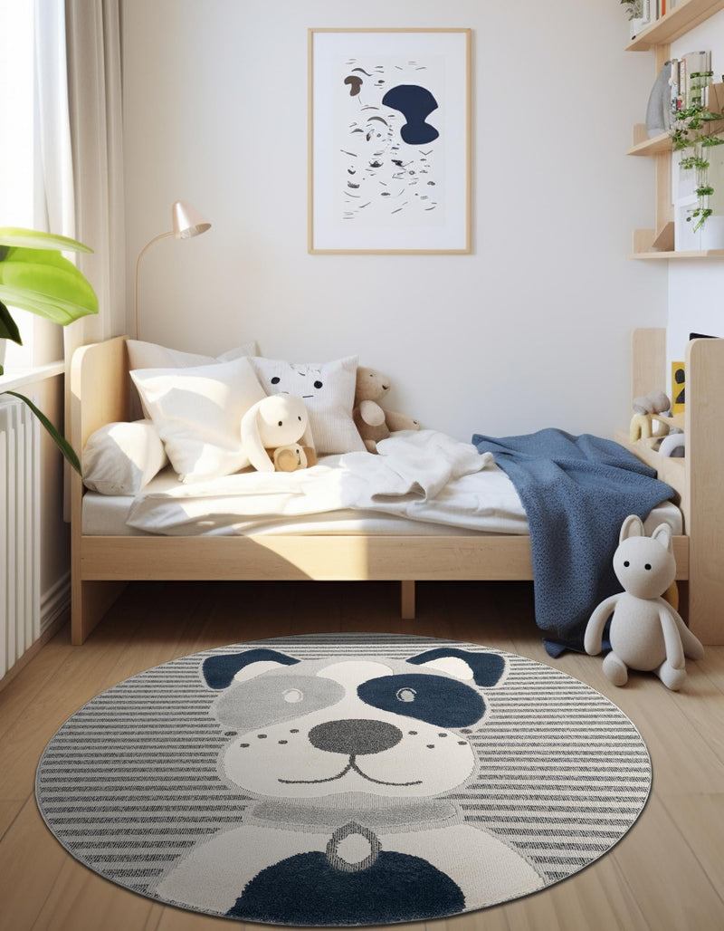 Wonder Tykes Collection Area Rug -  Magicgrove Round Blue and Gray  lifestyle 34