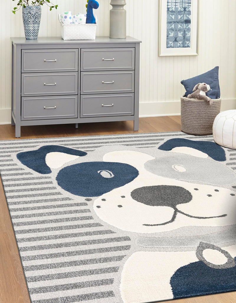 Wonder Tykes Collection Area Rug -  Magicgrove Square Blue and Gray  lifestyle 30