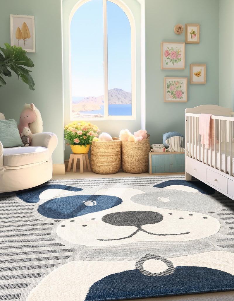 Wonder Tykes Collection Area Rug -  Magicgrove Square Blue and Gray  lifestyle 48