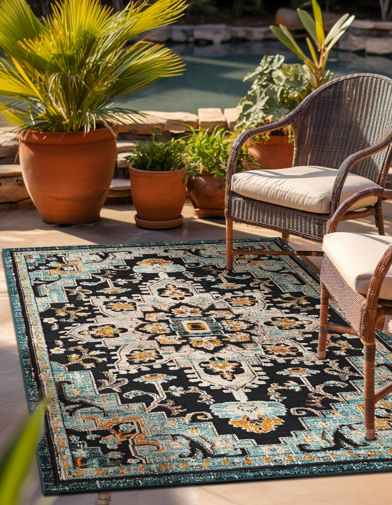 Outdoor Marrakesh Collection Area Rug -  Essaouira Rectangle Navy Blue  lifestyle 2