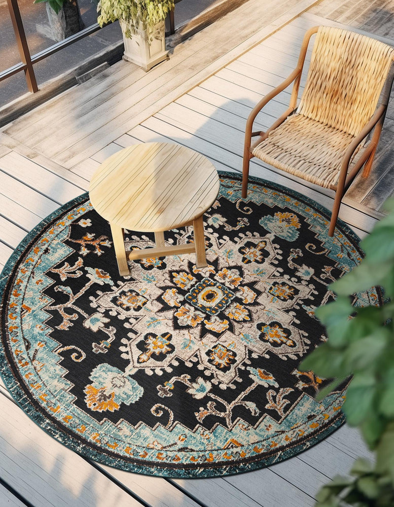 Outdoor Marrakesh Collection Area Rug -  Essaouira Round Navy Blue  lifestyle 22