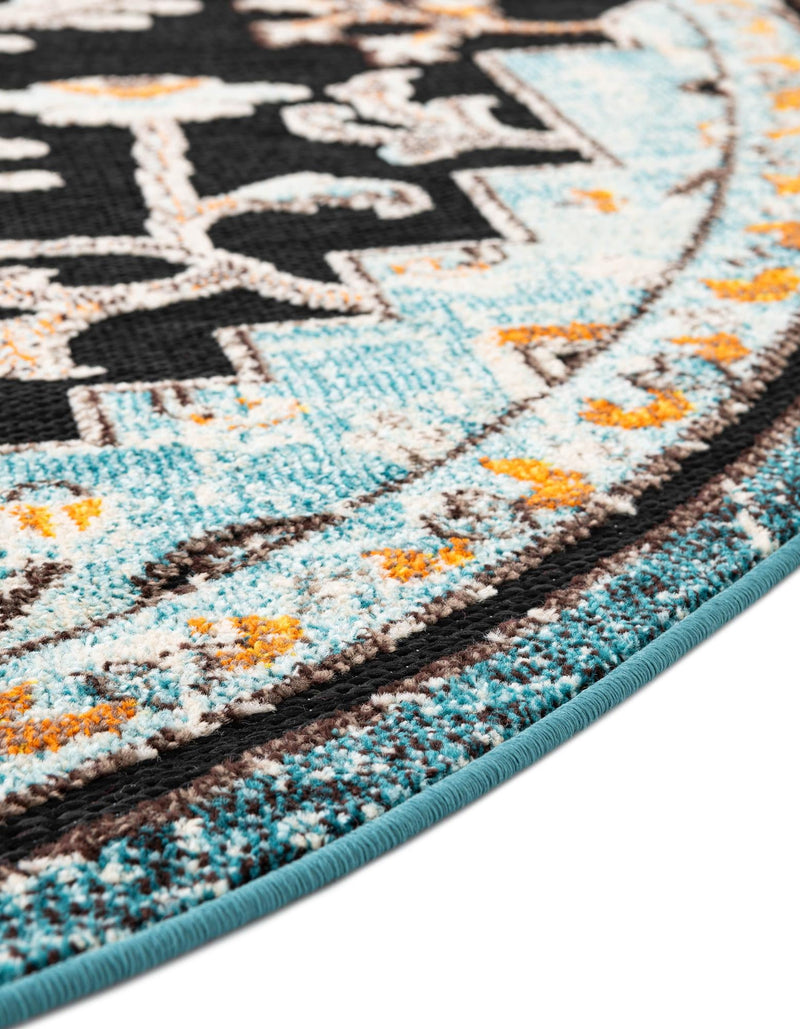 Outdoor Marrakesh Collection Area Rug -  Essaouira Round Navy Blue  lifestyle 52