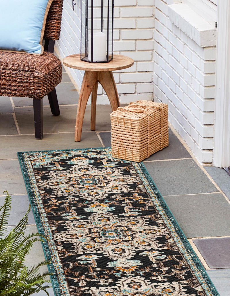 Outdoor Marrakesh Collection Area Rug -  Essaouira Runner Navy Blue  lifestyle 35