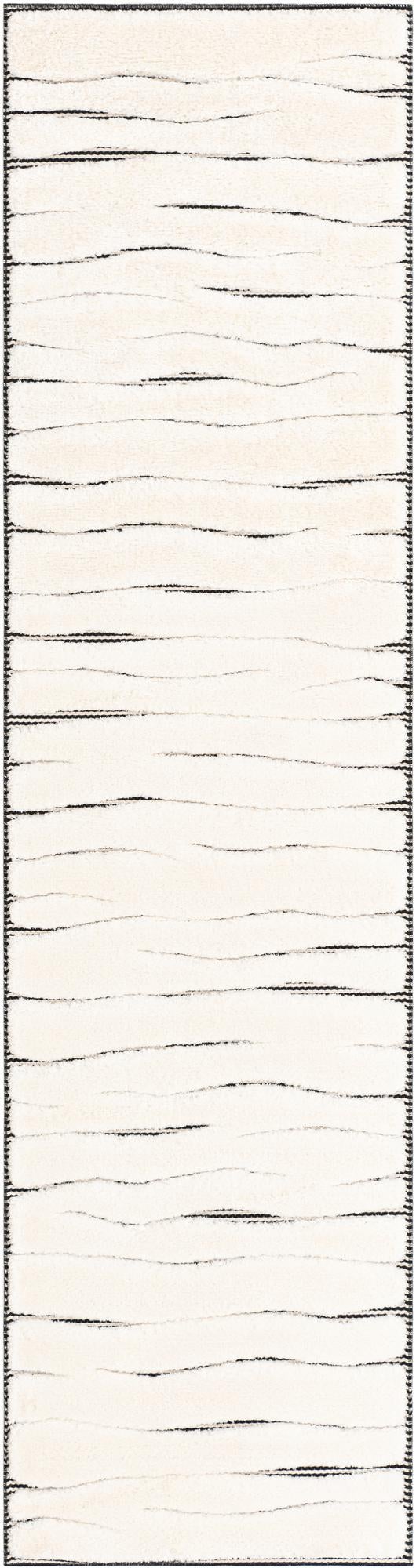 Monochrome Collection Area Rug - Slate Runner Ivory White  lifestyle 42