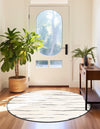 Monochrome Collection Area Rug - Slate Round Ivory White  lifestyle 57