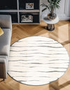 Monochrome Collection Area Rug - Slate Round Ivory White  lifestyle 75