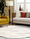 Monochrome Collection Area Rug - Slate Round Ivory White  lifestyle 81