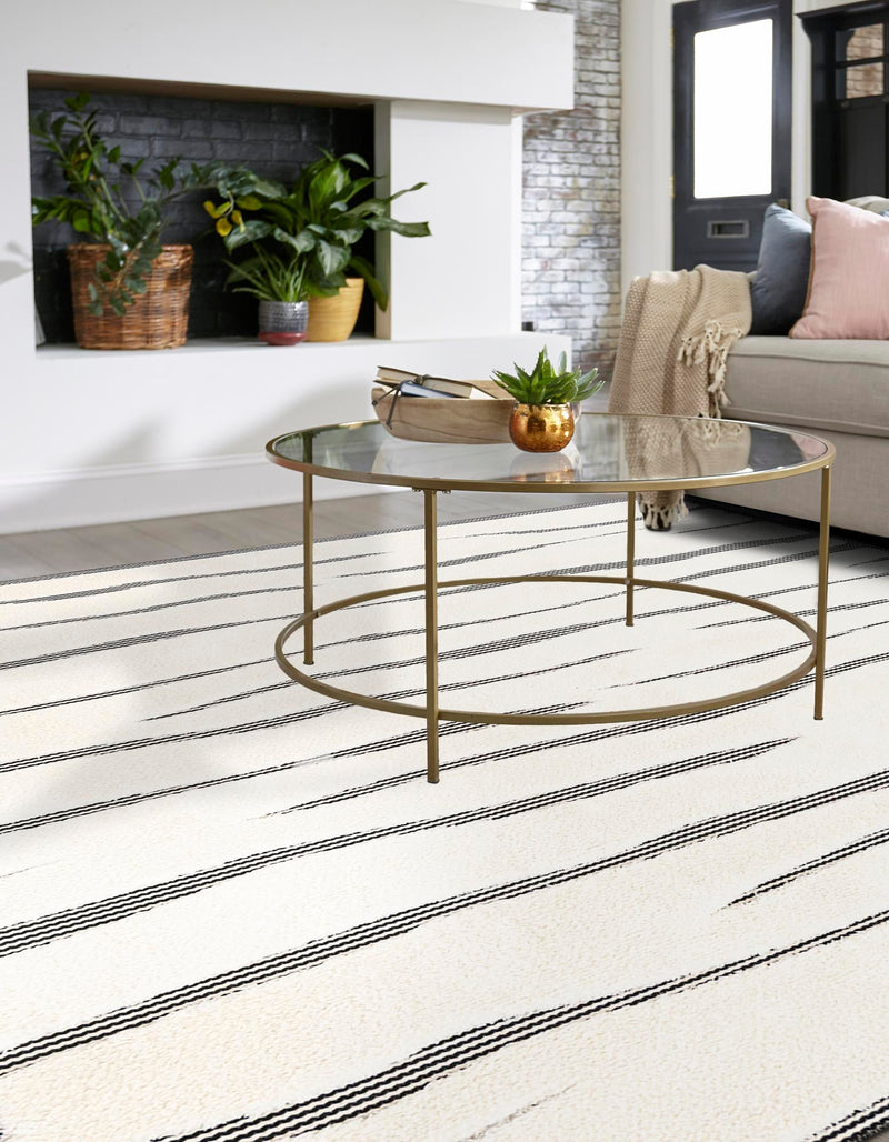 Monochrome Collection Area Rug - Slate Square Ivory White  lifestyle 89