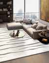 Monochrome Collection Area Rug - Slate Square Ivory White  lifestyle 95