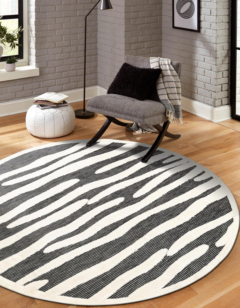 Monochrome Collection Area Rug - Slate Round Gray  lifestyle 42