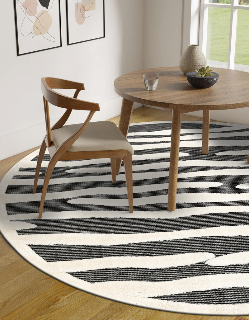 Monochrome Collection Area Rug - Slate Round Gray  lifestyle 78