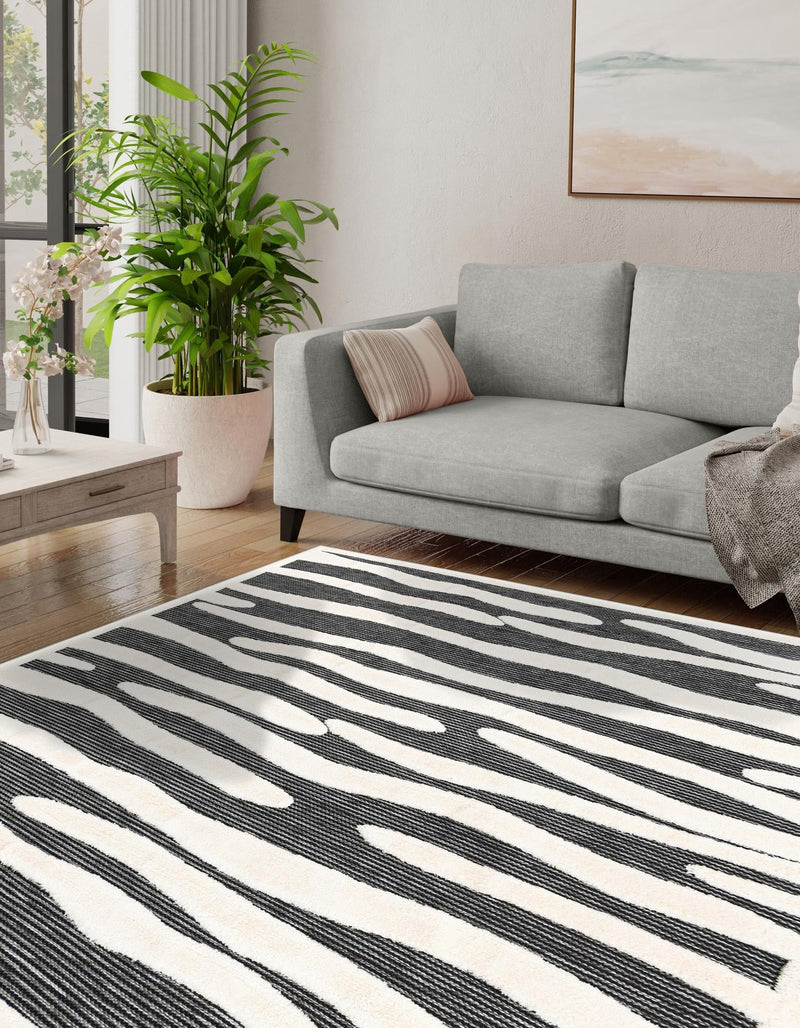 Monochrome Collection Area Rug - Slate Square Gray  lifestyle 50