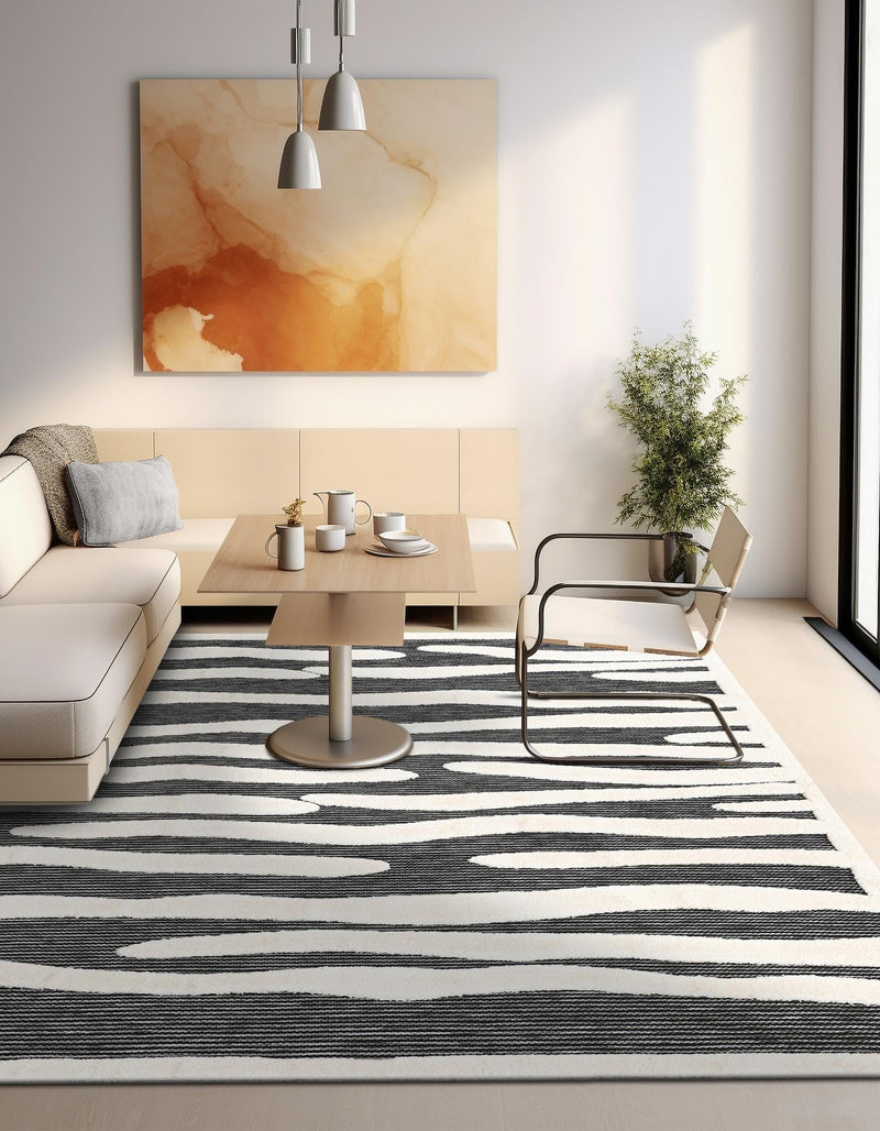 Monochrome Collection Area Rug - Slate Square Gray  lifestyle 68