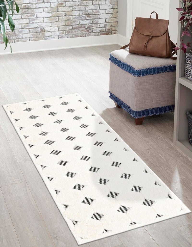 Monochrome Collection Area Rug -  Quartz Runner Black and White  lifestyle 23