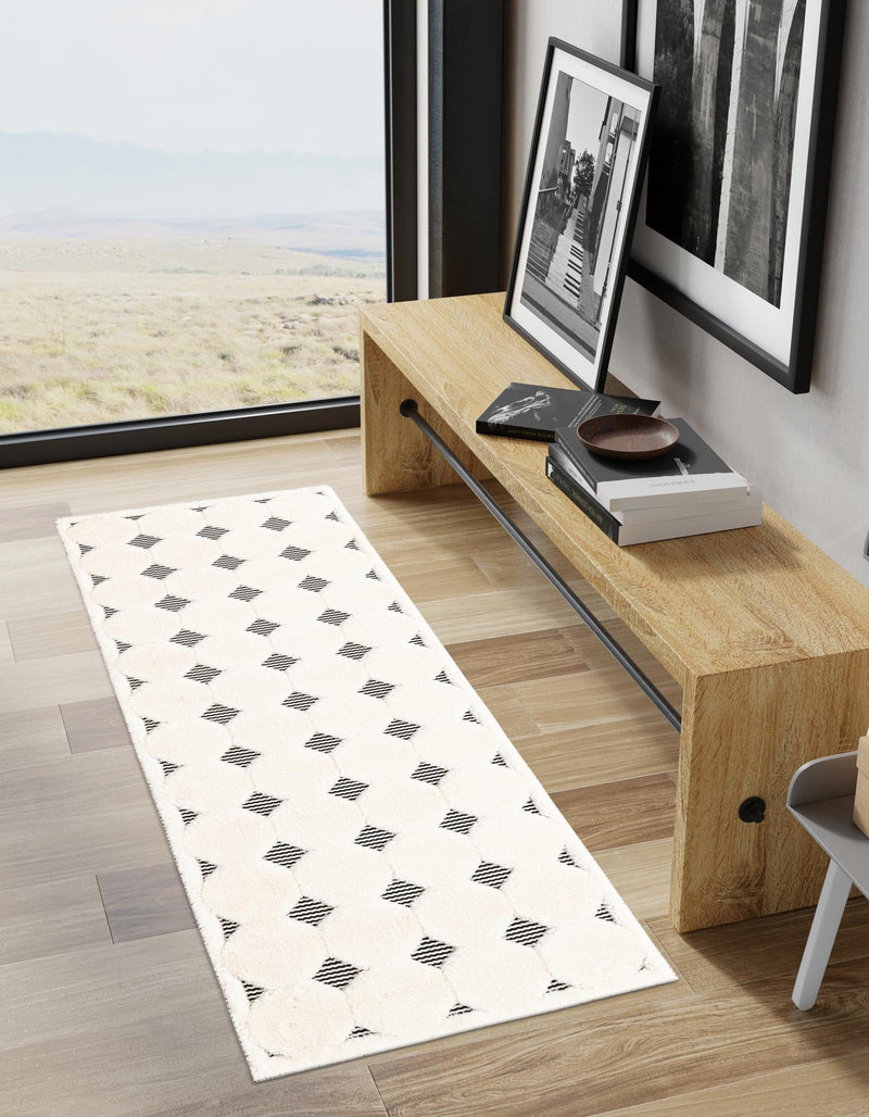 Monochrome Collection Area Rug -  Quartz Runner Black and White  lifestyle 50