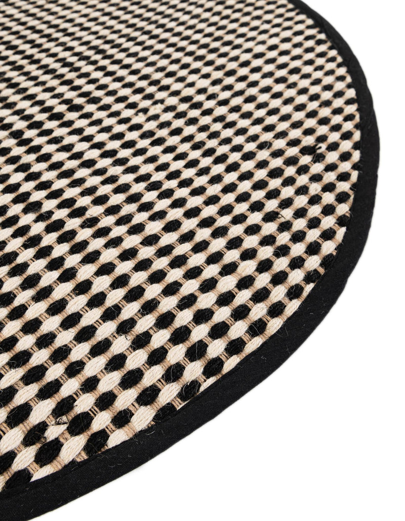 Sequoia Handwoven Jute Collection Area Rug - Aspen Round Black and White  lifestyle 10