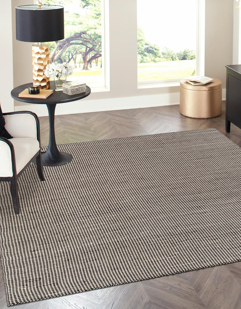 Sequoia Handwoven Jute Collection Area Rug - Aspen Square Black and White  lifestyle 10